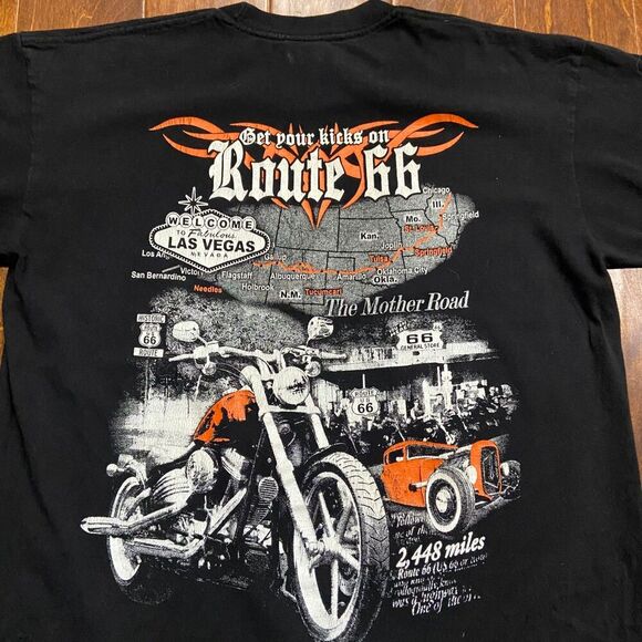 Pro 5 Las Vegas Route 66 The Mother Road Motorcycle Black Tee Men's Size XL - Picture 5 of 8